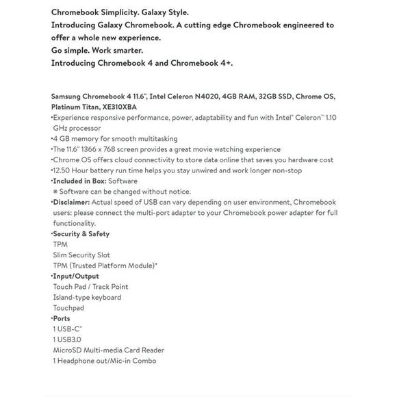 Samsung Chromebook 4 11.6" Intel Celeron 4GB RAM 32GB SSD - Picture 5 of 12